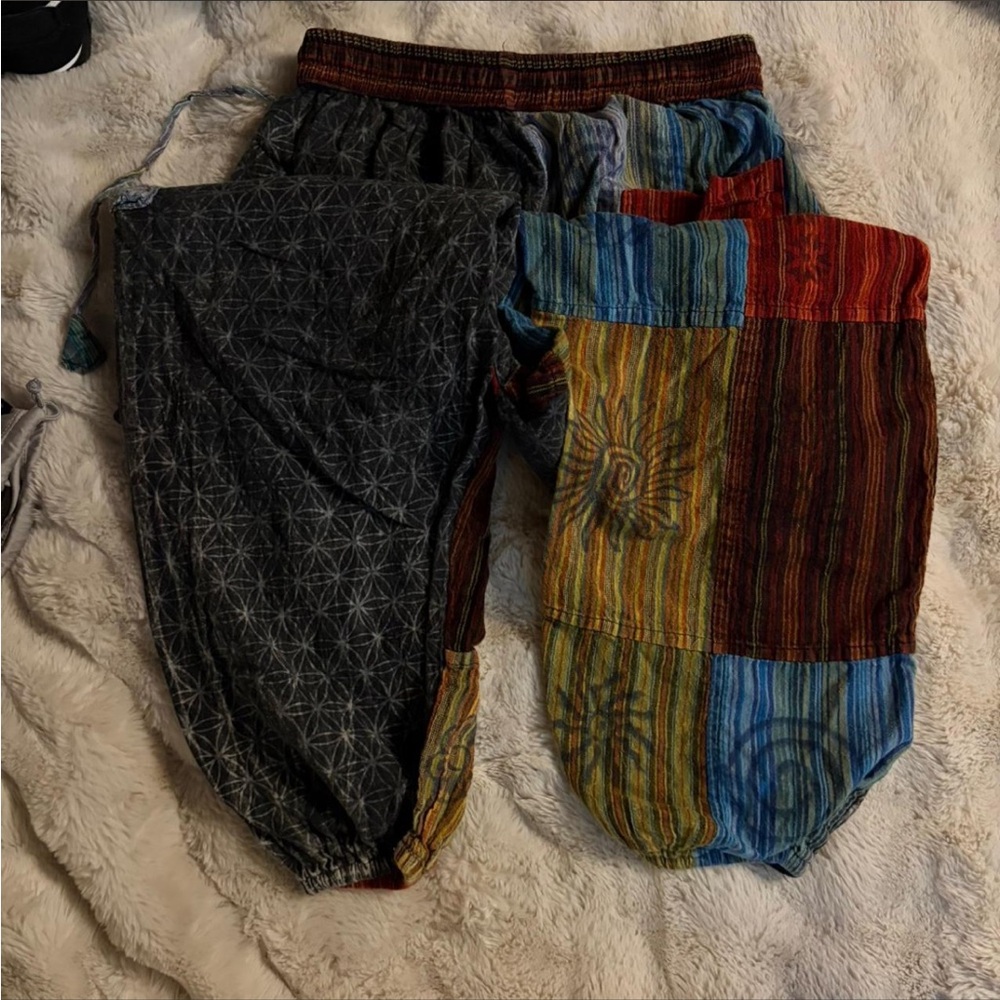 Boho Multicolor Patchwork Cargo Pants - image 5